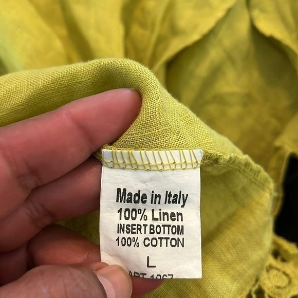 Terzo Millennio Linen Embroidered Hem Blouse size Large Linen - Picture 9 of 9